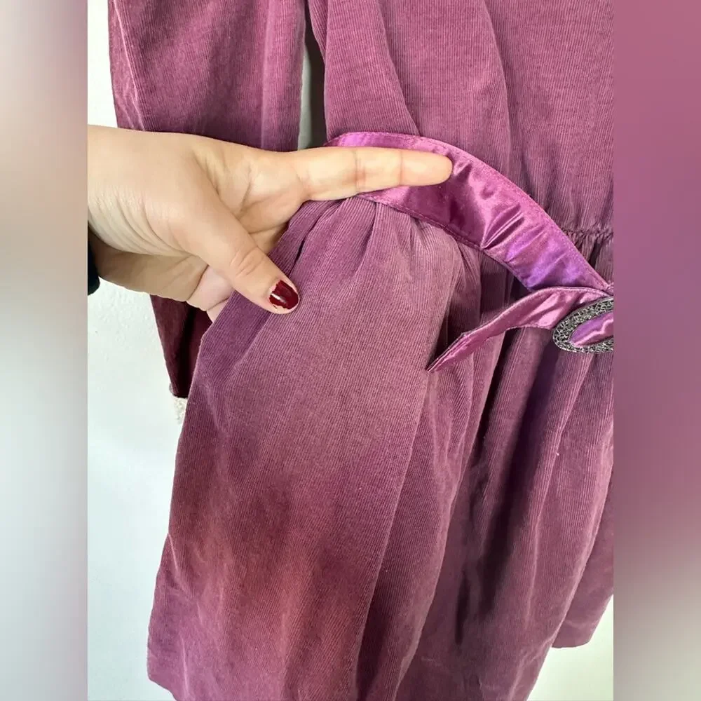 Christian Dior Vintage 1980s Girl Purple Corduroy Dress Size 8